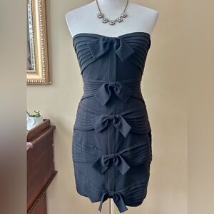 BCBG Sabrinna Dress Black Bow Strapless Cocktail Sweetheart Neckline Size 12